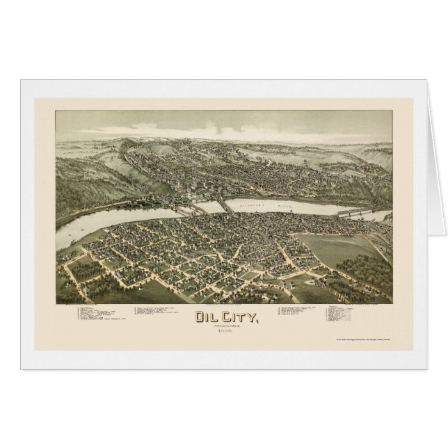 Cartão Cidade do óleo, mapa panorâmico do PA - 1896 (Frente Horizontal)