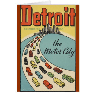 Cartão Cidade EUA do motor de Detroit - viagens vintage