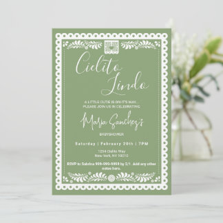 Cartão Cielito Lindo Baby Shower Invitation | Green 