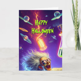 Cartão Cientista Louco No Halloween Com Sua Nova Descober