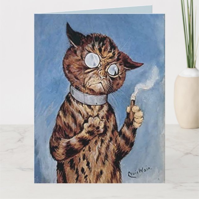 CARTÃO CIGAR LOUIS WAIN, PAI DE GATO DE ANIVERSÁRI (Frente)