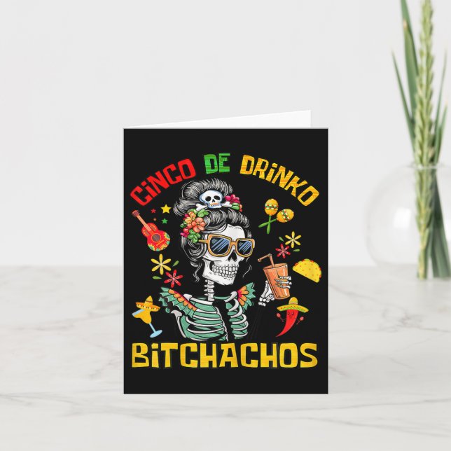 Cartão Cinco De Drinko Achos Cinco De Mayo Bebendo (Frente)