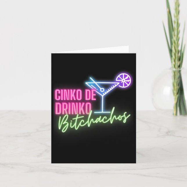Cartão Cinco De Drinko Achos Funny Cinco De Mayo Bebendo (Frente)