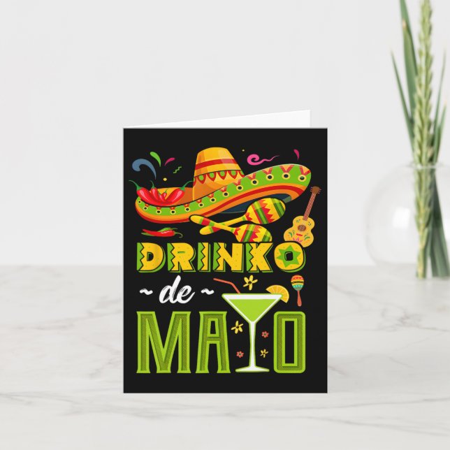 Cartão Cinco De Drinko Fiesta Mexicano Cinco de Mayo (Frente)