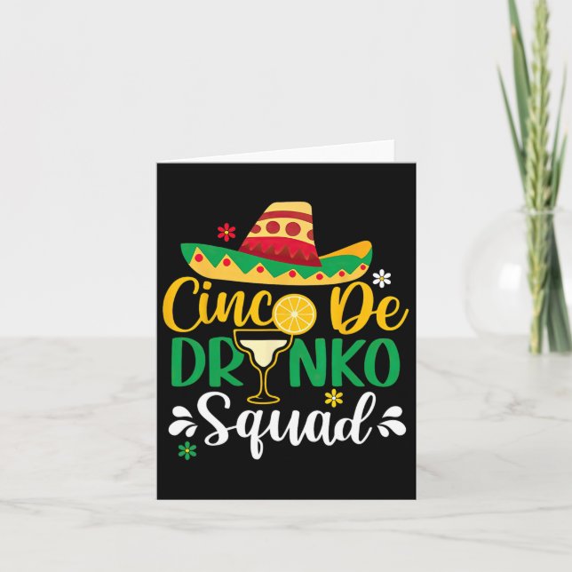 Cartão Cinco De Drinko Squad Funy 5 Cinco De Mayo Mexican (Frente)