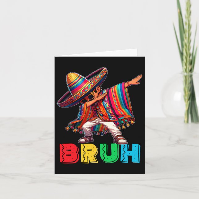 Cartão Cinco De Mayo Bruh Dabbing mexicano Poncho Kids (Frente)