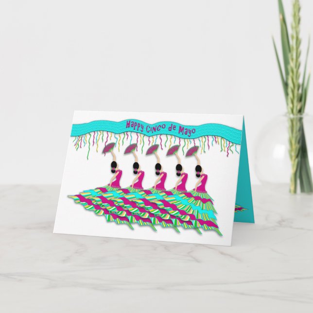 Cartão Cinco de Mayo, Flamenco Dancer Isolated on white (Frente)