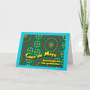 Cartão Cinco de Mayo for Godfather, Colorful Mosaic