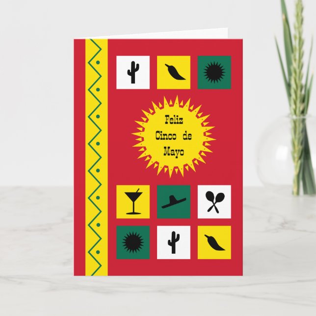 Cartão Cinco de Mayo Mexican-inspired red (Frente)