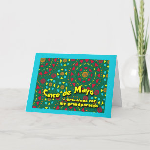 Cartão Cinco de Mayo para avós, Mosaico Colorido