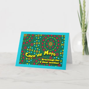 Cartão Cinco de Mayo para Mãe, Design de Mosaico Colorido