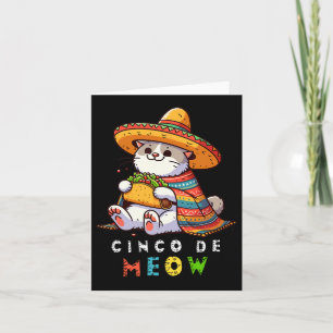 Cartão Cinco De Meow Com Gato Taco Sorrindo E Sombrero