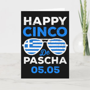 Cartão Cinco De Pascha Bandeira da Grécia Páscoa Grega Di