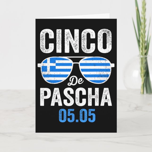 Cartão Cinco De Pascha Bandeira da Grécia Páscoa Grega En (Frente)