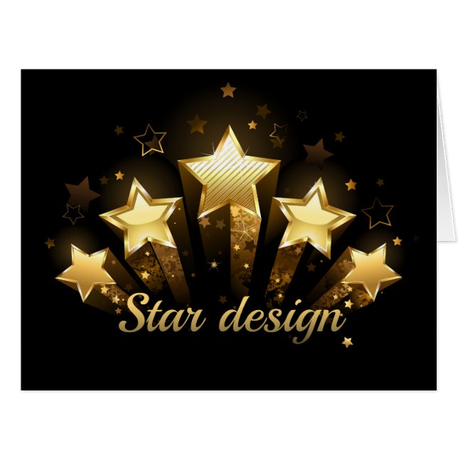 Cartão Cinco estrelas douradas a preto (Frente horizontal)