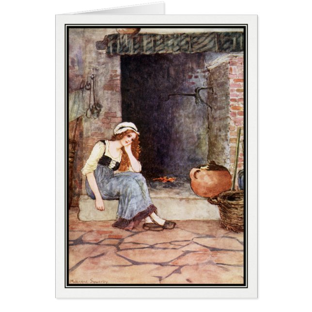 Cartão Cinderella saiu atrás por Millicent Sowerby (Frente)