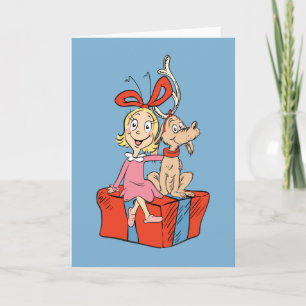 Cartão Cindy Lou Quem e Max em um Presente