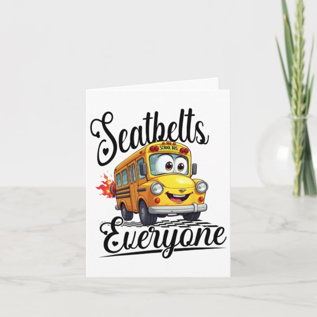 Cartão Cintos de Segurança Divertidos Para Volta às Aulas (Frente)