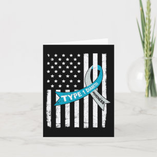 Cartão Cinza Blue Ribbon American Flag Tipo 1 Diabetes Aw