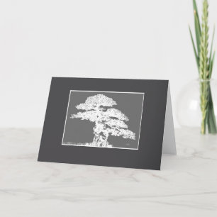 Cartão cinza de arte da árvore elegante Bonsai e vazio br