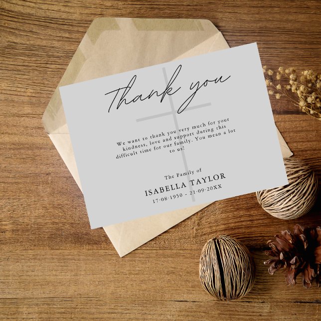 Cartão Cinza do Memorial Funeral Cruzado da Católica Obri (Criador carregado)