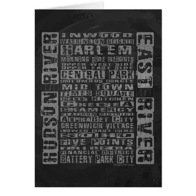 Cartão Cinza dos bairros da NYC (Frente)