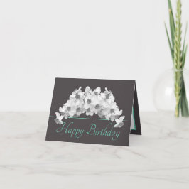Cartão Cinza Mint White Daffodils Buquê Feliz Aniversário