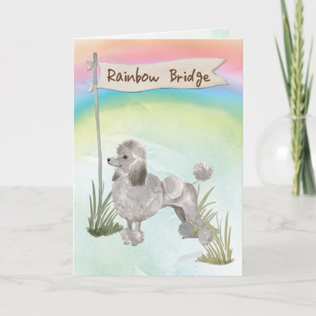 Cartão Cinza Poodle Pet Sympathon Rainbow Bridge (Frente)