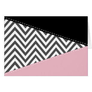 Cartão Cinza Zigzag, Cinza Chevron, Zigzag Patterno, Rosa