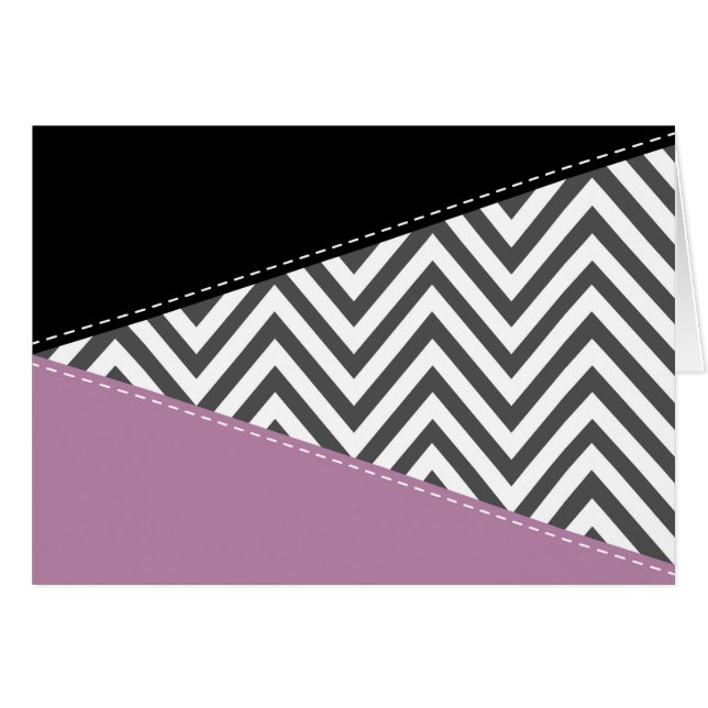Cartão Cinza Zigzag, Cinza Chevron, Zigzag Patterno, Roxo (Frente Horizontal)
