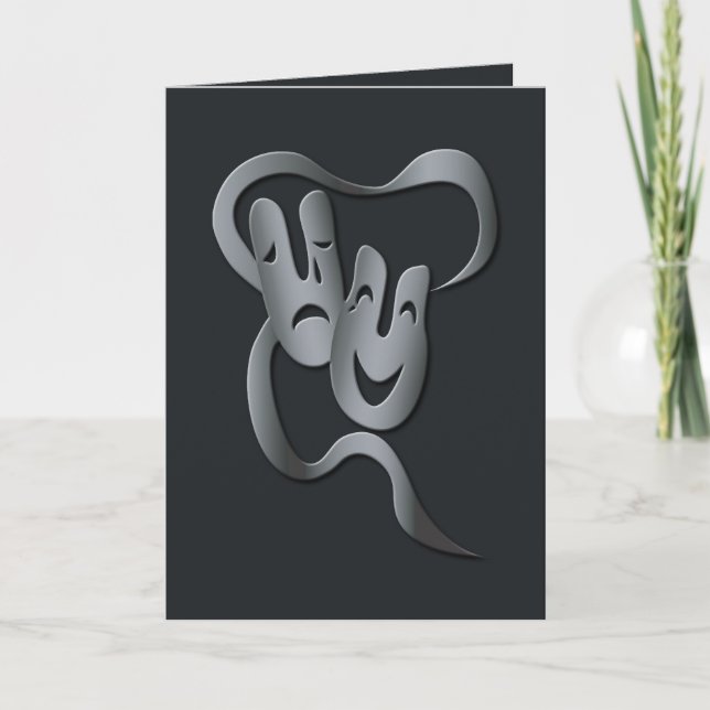 Cartão Cinzas de máscara de teatro de comédia/saudação ne (Frente)