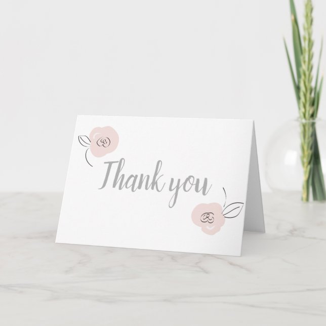 Cartão Cinzas E Rosas claro De Flores Simples (Frente)