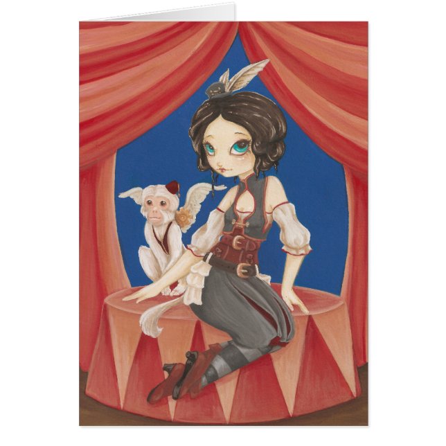 Cartão Circo - macaco do circo da fantasia do steampunk (Frente)