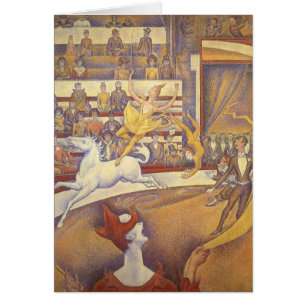 Cartão Circo por Georges Seurat, Arte Pontilhista Antiga
