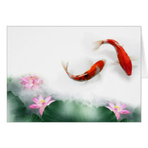 Cartão Círculo da Vida Oriental Zen Feng Shui Koi & Lotus