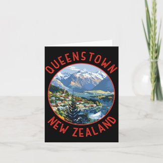 Cartão Círculo Distorcida Retro Queenstown Nova Zelândia