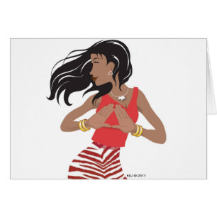 Cartão Círculo estudantil feminino vermelho e branco da