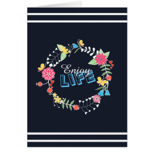 Cartão círculo floral feminino vibrante "Aproveite a vid