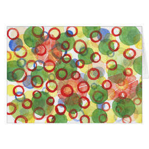 Cartão Círculos vermelhos e verdes da Aquarela