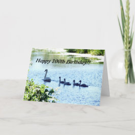 Cartão Cisne com Filhotes no Rio