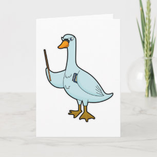 Cartão Cisne como Professor com Livro e Ponteiro