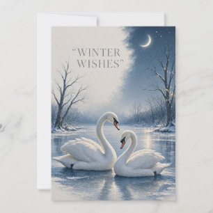 Cartão Cisne de Inverno Natal, design de Férias no Lago a