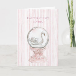 Cartão Cisne de Listras Rosa Aniversário