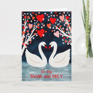 Cartão CISNE e Amor de São Valentim ÚNICO Aves Caprichosa