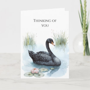 Cartão Cisne Negro Flor de Lótus Pensando em você