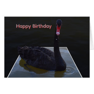 Cartão Cisne Negro Nadando em Lago Dimensional,