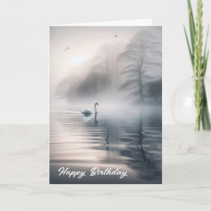 Cartão Cisne Solitário para Aniversário