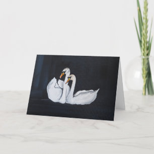 Cartão Cisnes à Noite Pintura de Alfred Fox