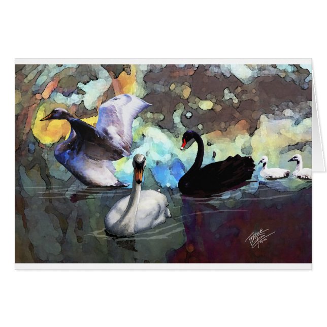 Cartão Cisnes que nadam (Frente Horizontal)