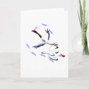 Cartão Cisnes Voadores Fantasia Minimalista Arte Birt Bra
